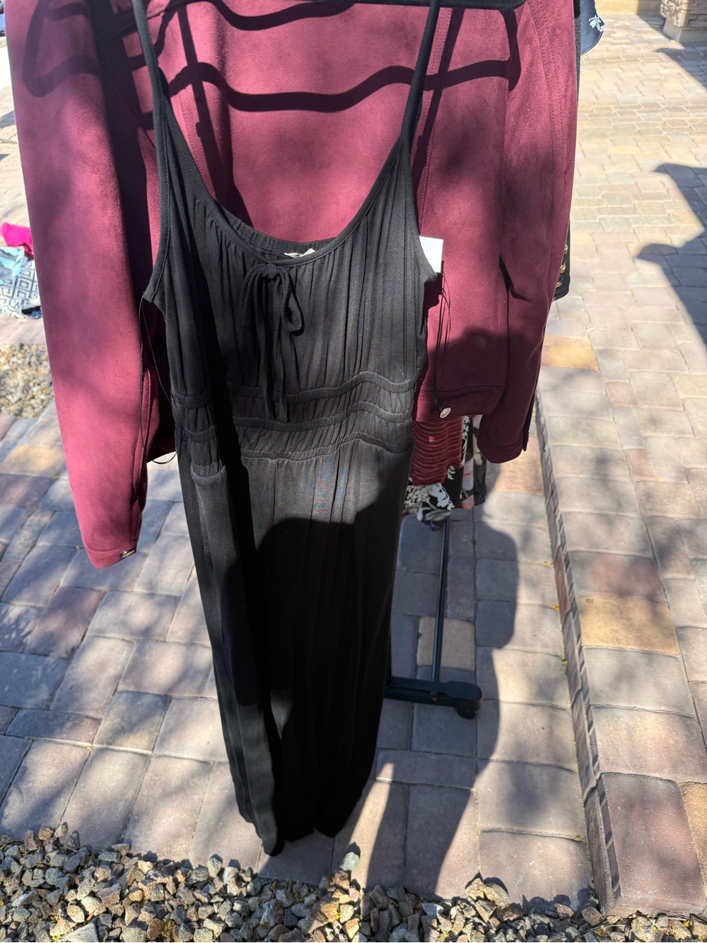 LOFT Black Sleeveless Gathered Waist Maxi Dress